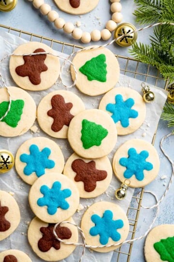 Easy slice and bake Christmas cookies with buttery dough and festive colors, perfect for make ahead holiday baking. | aheadofthyme.com