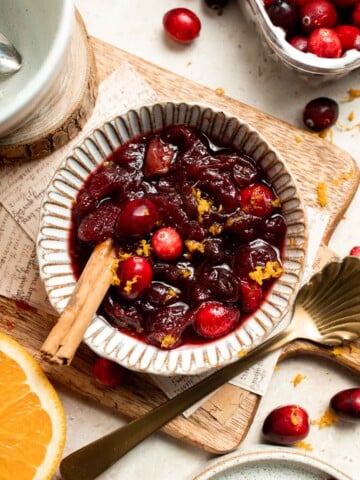 This slow cooker cranberry sauce is sweet, tart, and perfectly spiced. Make this easy cranberry sauce in the crockpot for a stress-free holiday side. | aheadofthyme.com