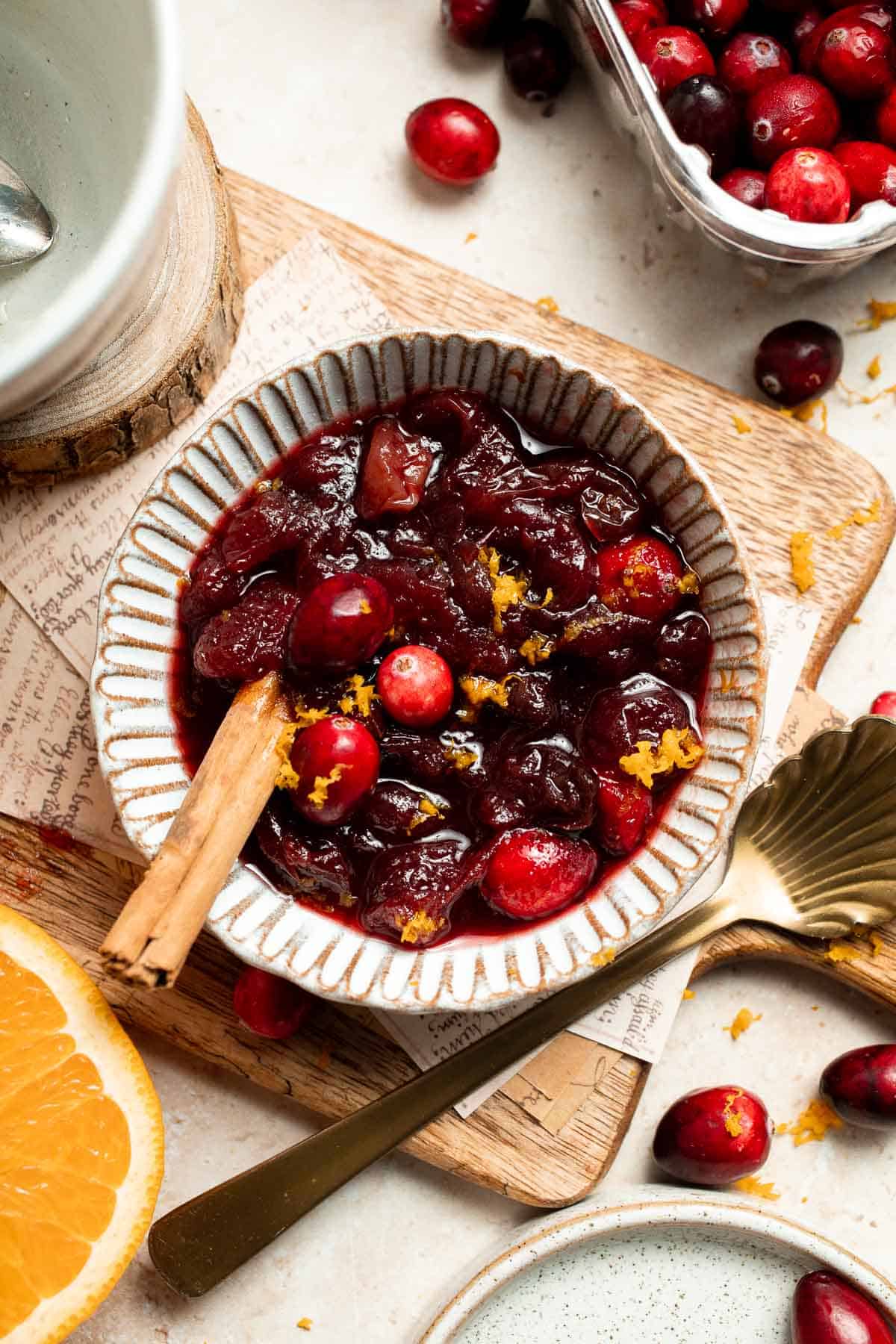 This slow cooker cranberry sauce is sweet, tart, and perfectly spiced. Make this easy cranberry sauce in the crockpot for a stress-free holiday side. | aheadofthyme.com