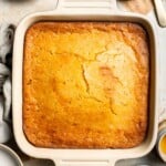 Soft, buttery, and comforting, this Southern Spoon Bread is part cornbread, part casserole. Perfectly fluffy and easy to make for any meal. | aheadofthyme.com