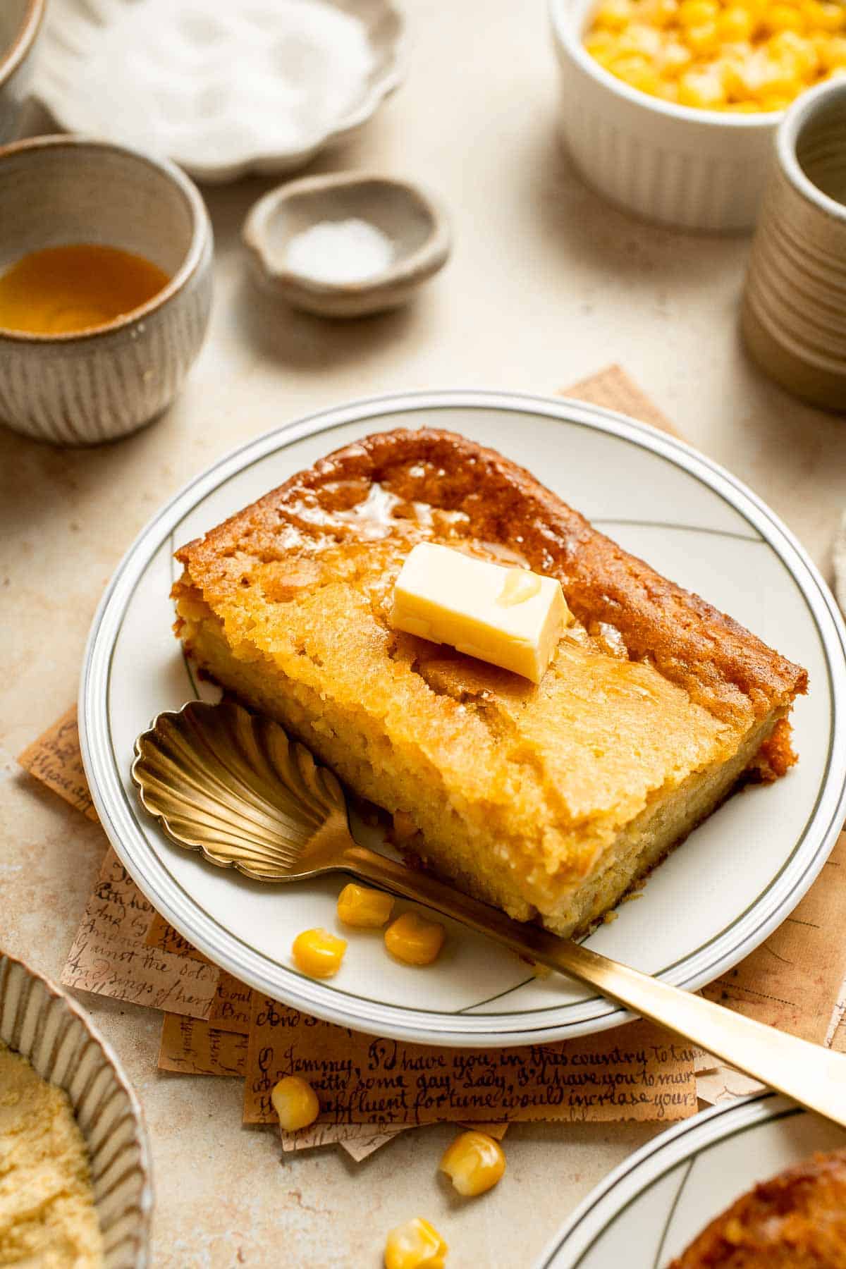 Soft, buttery, and comforting, this Southern Spoon Bread is part cornbread, part casserole. Perfectly fluffy and easy to make for any meal. | aheadofthyme.com