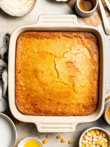 Soft, buttery, and comforting, this Southern Spoon Bread is part cornbread, part casserole. Perfectly fluffy and easy to make for any meal. | aheadofthyme.com