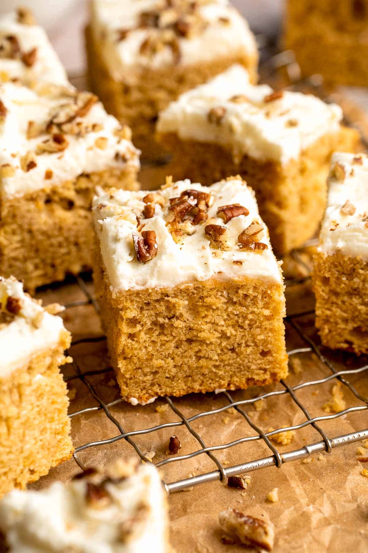 Sweet Potato Cake with Cream Cheese Frosting is soft, moist, and full of warm spice. It's a cozy fall dessert everyone will love. | aheadofthyme.com