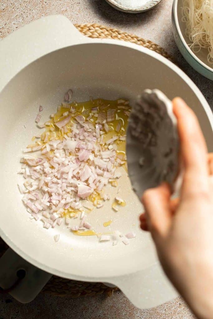 Creamy Thai Coconut Soup with Chickpeas is a cozy, protein-packed vegetarian noodle soup with a rich coconut curry broth and bold flavor. | aheadofthyme.com