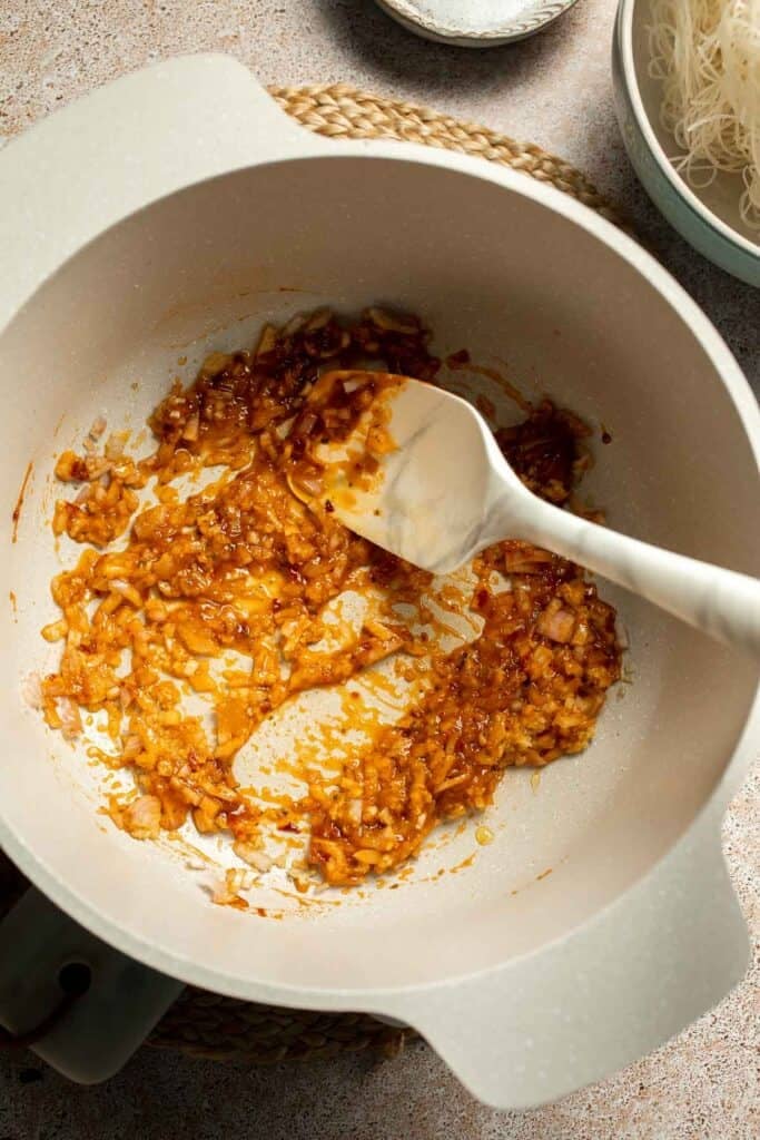 Creamy Thai Coconut Soup with Chickpeas is a cozy, protein-packed vegetarian noodle soup with a rich coconut curry broth and bold flavor. | aheadofthyme.com