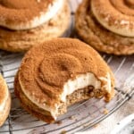 Tiramisu Cookies are soft espresso cookies topped with fluffy mascarpone cream and a dusting of cocoa. Elegant, easy, and perfect for coffee lovers. | aheadofthyme.com
