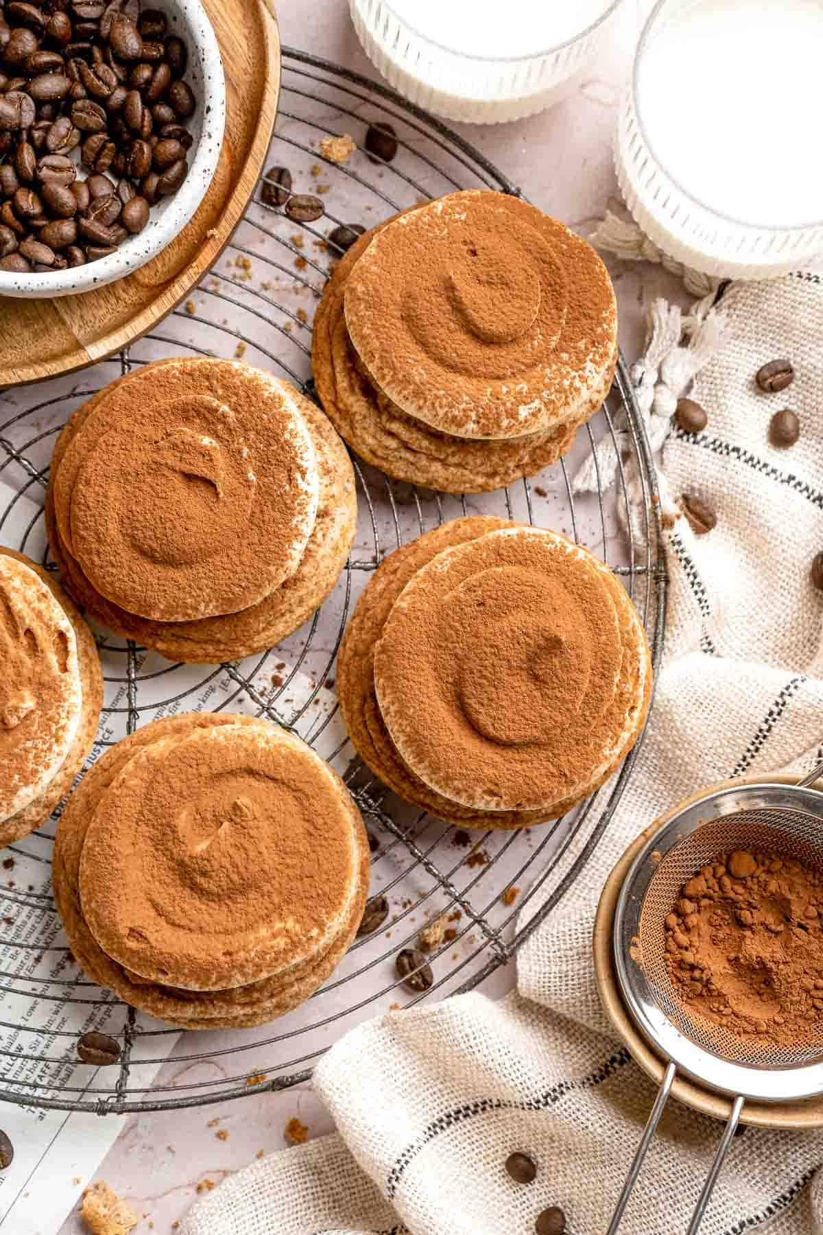 Tiramisu Cookies are soft espresso cookies topped with fluffy mascarpone cream and a dusting of cocoa. Elegant, easy, and perfect for coffee lovers. | aheadofthyme.com
