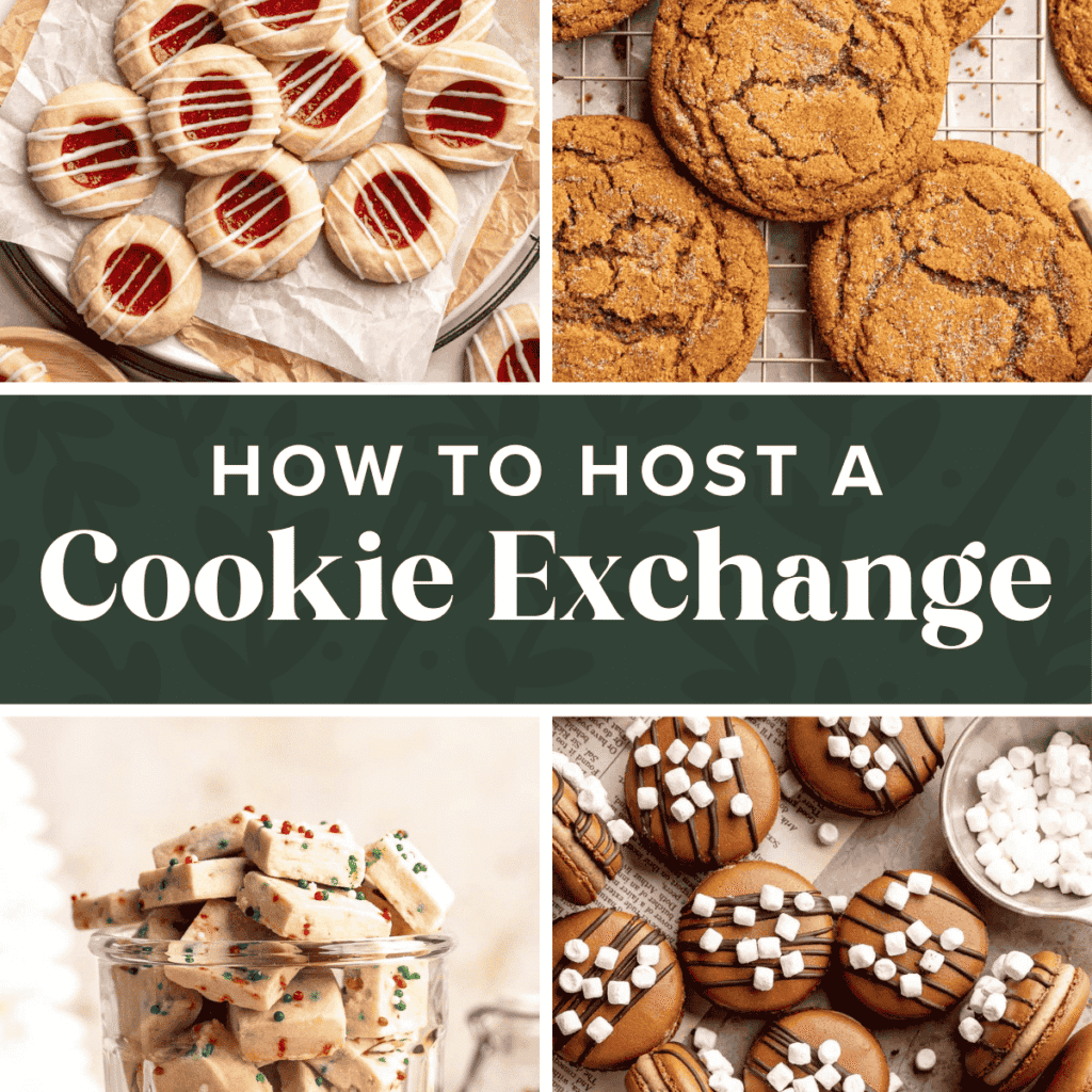 Learn how to host a cookie exchange party with easy planning tips, themes, invitations, setup ideas, and hosting tricks for a festive holiday cookie swap. | aheadofthyme.com