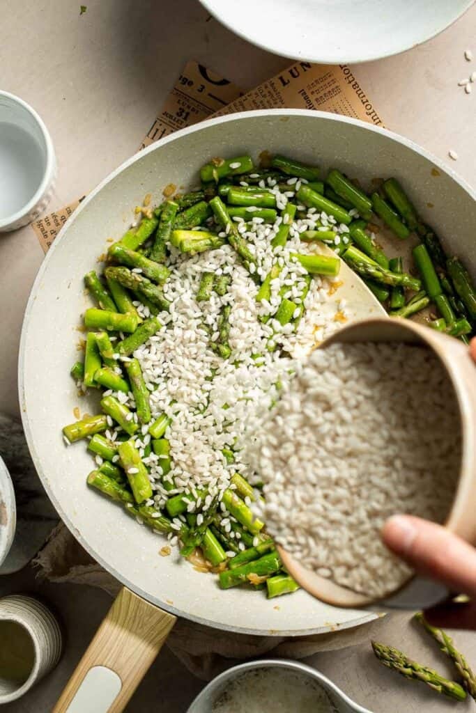Creamy lemon asparagus risotto with Parmesan, bright spring flavors, and simple steps. Easy, elegant, and perfect for weeknight or entertaining meals. | aheadofthyme.com