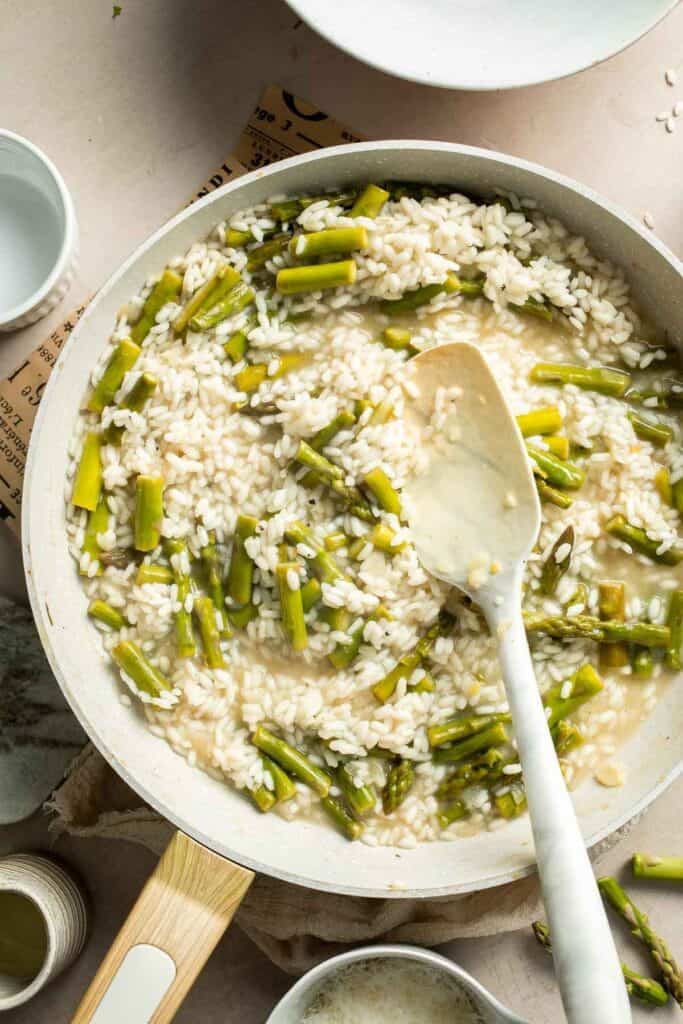Creamy lemon asparagus risotto with Parmesan, bright spring flavors, and simple steps. Easy, elegant, and perfect for weeknight or entertaining meals. | aheadofthyme.com