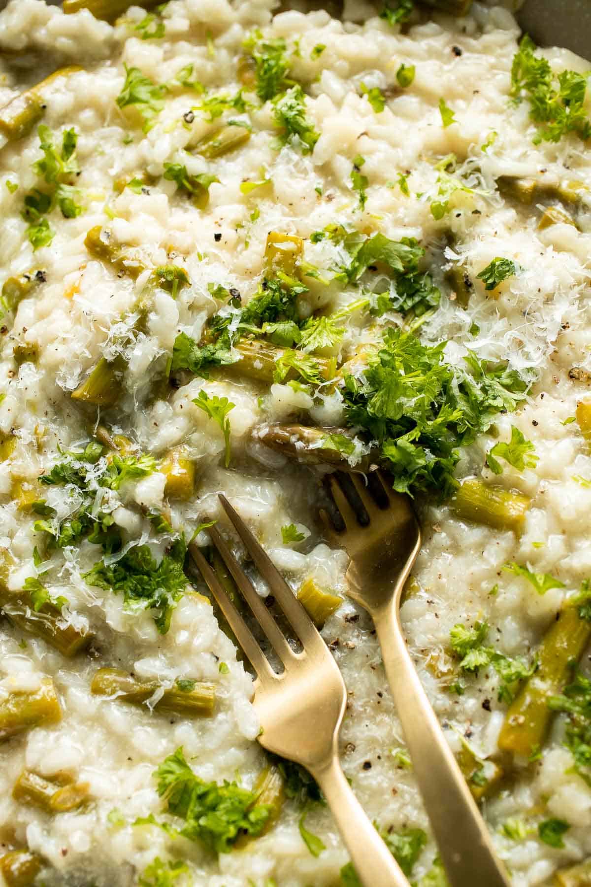 Creamy lemon asparagus risotto with Parmesan, bright spring flavors, and simple steps. Easy, elegant, and perfect for weeknight or entertaining meals. | aheadofthyme.com