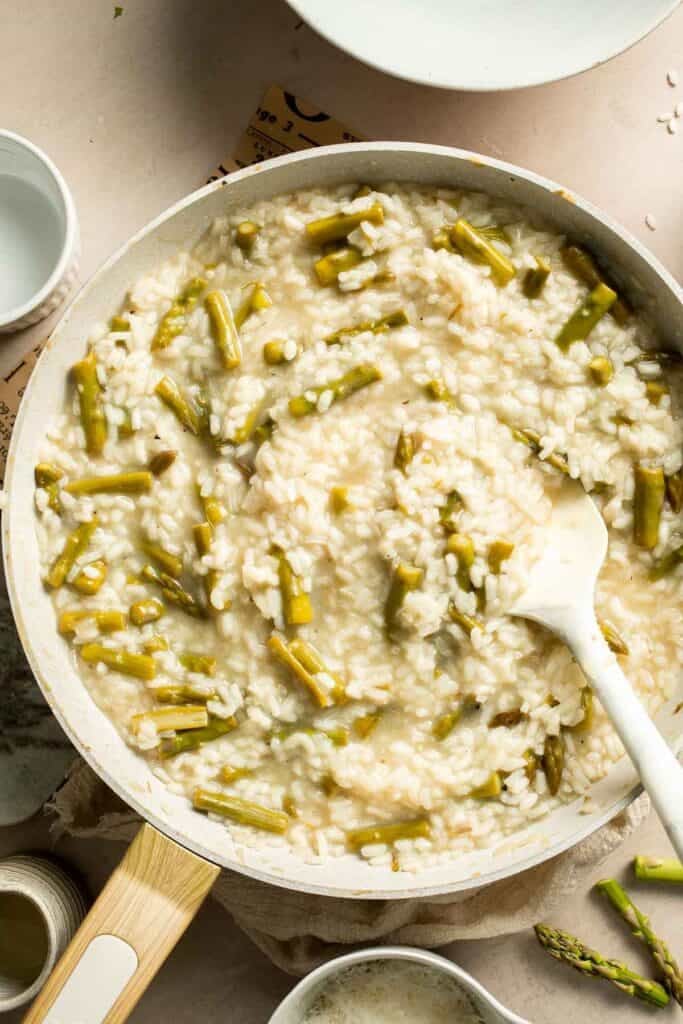 Creamy lemon asparagus risotto with Parmesan, bright spring flavors, and simple steps. Easy, elegant, and perfect for weeknight or entertaining meals. | aheadofthyme.com