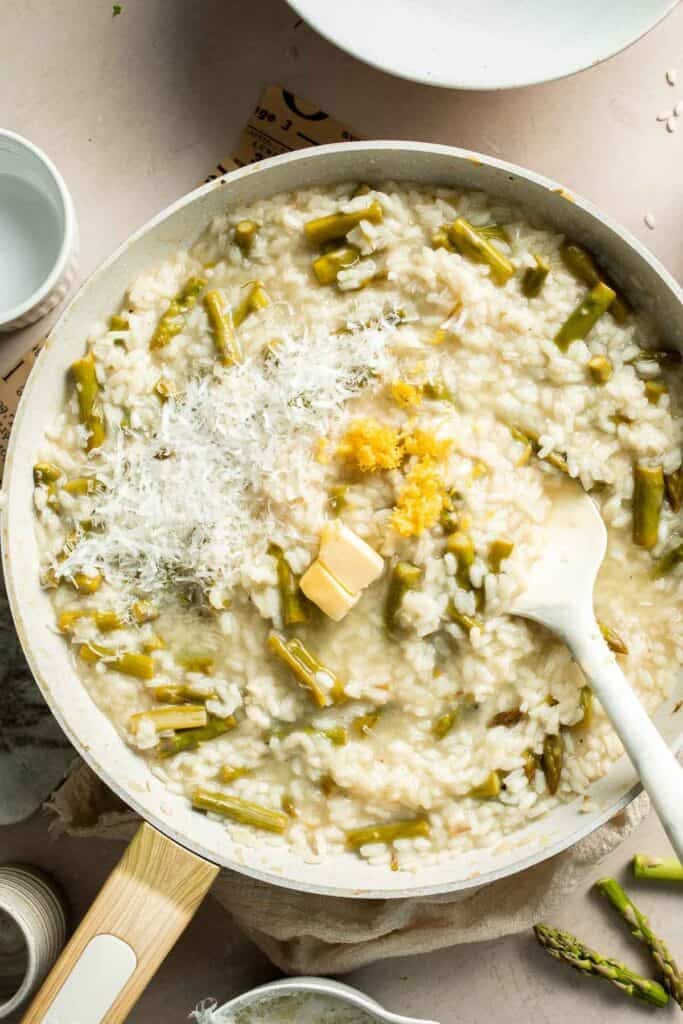 Creamy lemon asparagus risotto with Parmesan, bright spring flavors, and simple steps. Easy, elegant, and perfect for weeknight or entertaining meals. | aheadofthyme.com