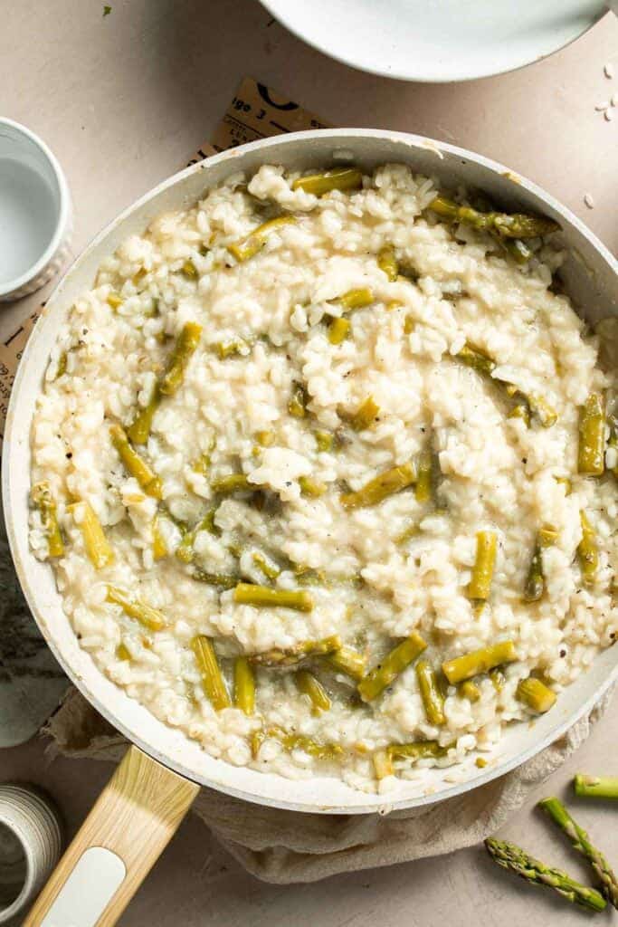 Creamy lemon asparagus risotto with Parmesan, bright spring flavors, and simple steps. Easy, elegant, and perfect for weeknight or entertaining meals. | aheadofthyme.com