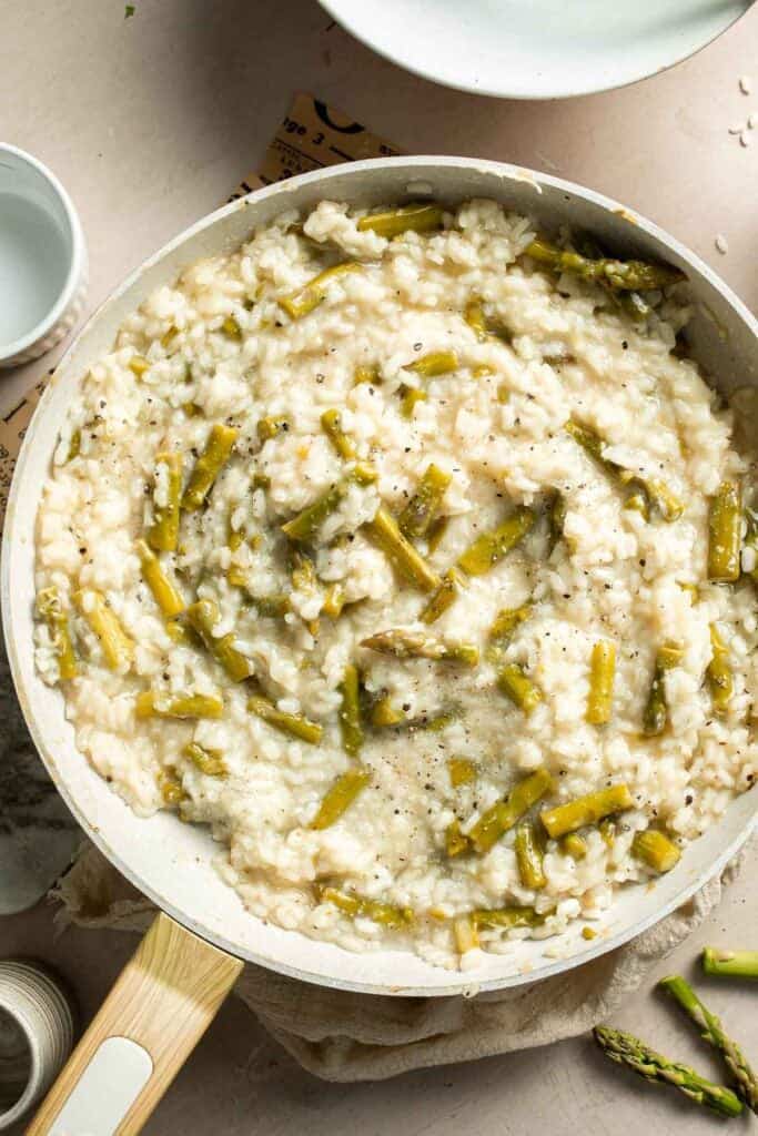 Creamy lemon asparagus risotto with Parmesan, bright spring flavors, and simple steps. Easy, elegant, and perfect for weeknight or entertaining meals. | aheadofthyme.com