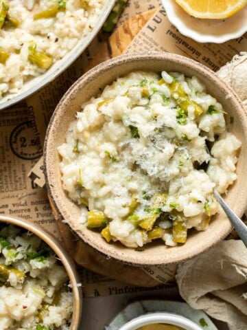 Creamy lemon asparagus risotto with Parmesan, bright spring flavors, and simple steps. Easy, elegant, and perfect for weeknight or entertaining meals. | aheadofthyme.com