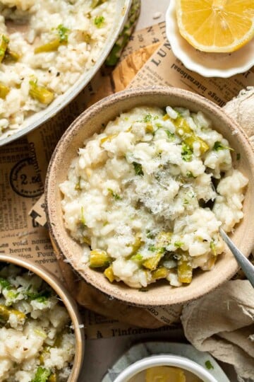 Creamy lemon asparagus risotto with Parmesan, bright spring flavors, and simple steps. Easy, elegant, and perfect for weeknight or entertaining meals. | aheadofthyme.com