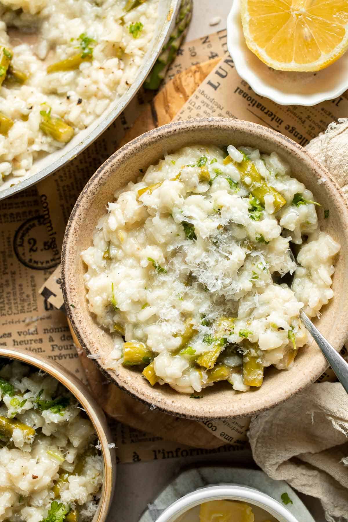 Creamy lemon asparagus risotto with Parmesan, bright spring flavors, and simple steps. Easy, elegant, and perfect for weeknight or entertaining meals. | aheadofthyme.com