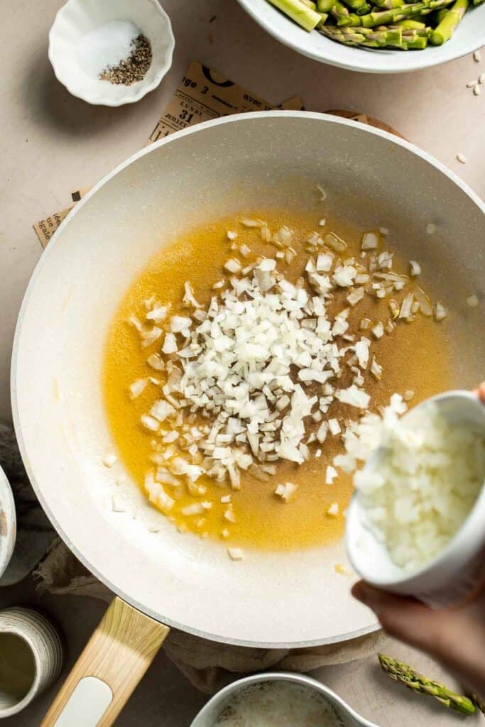 Creamy lemon asparagus risotto with Parmesan, bright spring flavors, and simple steps. Easy, elegant, and perfect for weeknight or entertaining meals. | aheadofthyme.com