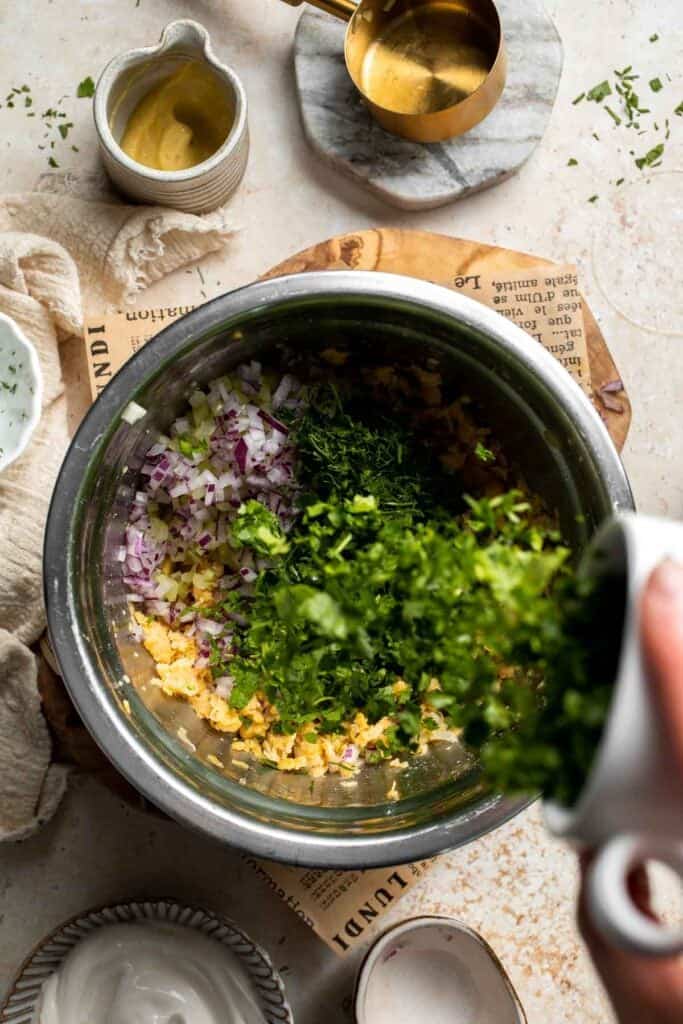 Vegan chickpea salad sandwich made with simple ingredients, creamy texture, and fresh herbs. Easy, healthy chickpea tuna salad alternative. | aheadofthyme.com