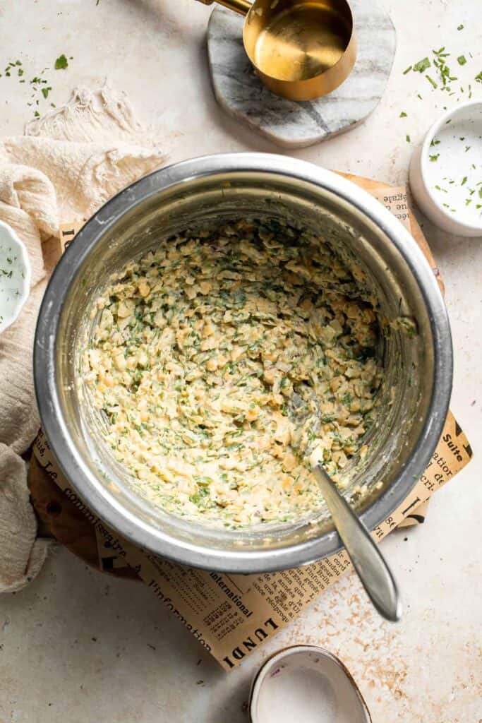 Vegan chickpea salad sandwich made with simple ingredients, creamy texture, and fresh herbs. Easy, healthy chickpea tuna salad alternative. | aheadofthyme.com