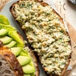 Vegan chickpea salad sandwich made with simple ingredients, creamy texture, and fresh herbs. Easy, healthy chickpea tuna salad alternative. | aheadofthyme.com