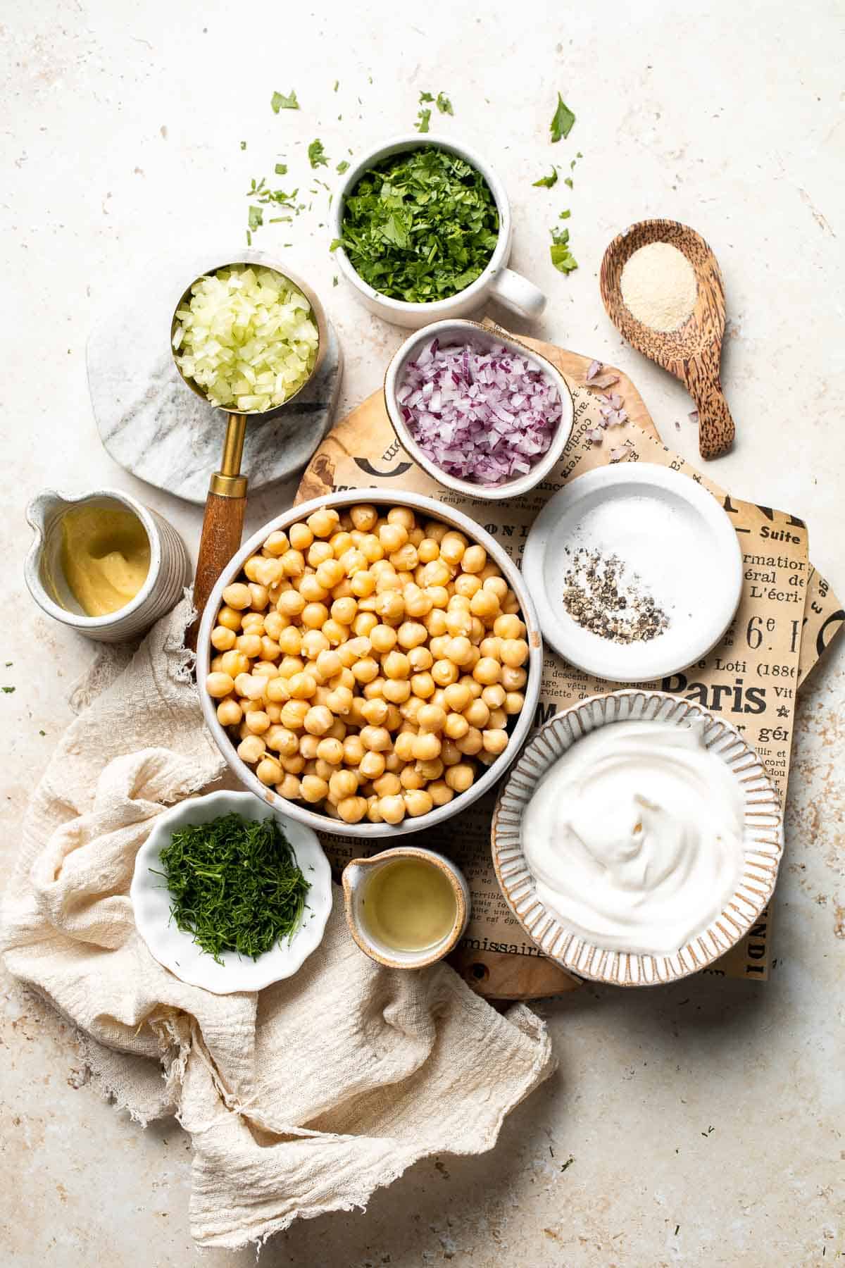 Vegan chickpea salad sandwich made with simple ingredients, creamy texture, and fresh herbs. Easy, healthy chickpea tuna salad alternative. | aheadofthyme.com