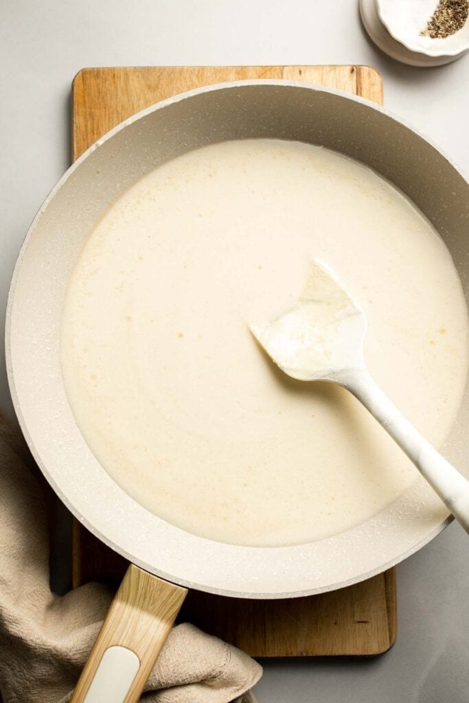 Creamy cottage cheese alfredo pasta made with simple ingredients, high protein, lighter than traditional alfredo, and ready in 20 minutes. | aheadofthyme.com