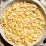 Creamy cottage cheese alfredo pasta made with simple ingredients, high protein, lighter than traditional alfredo, and ready in 20 minutes. | aheadofthyme.com