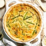 Creamy asparagus quiche with Gruyère cheese, flaky crust, and fresh dill, perfect for spring brunch, meal prep, or light dinner. | aheadofthyme.com