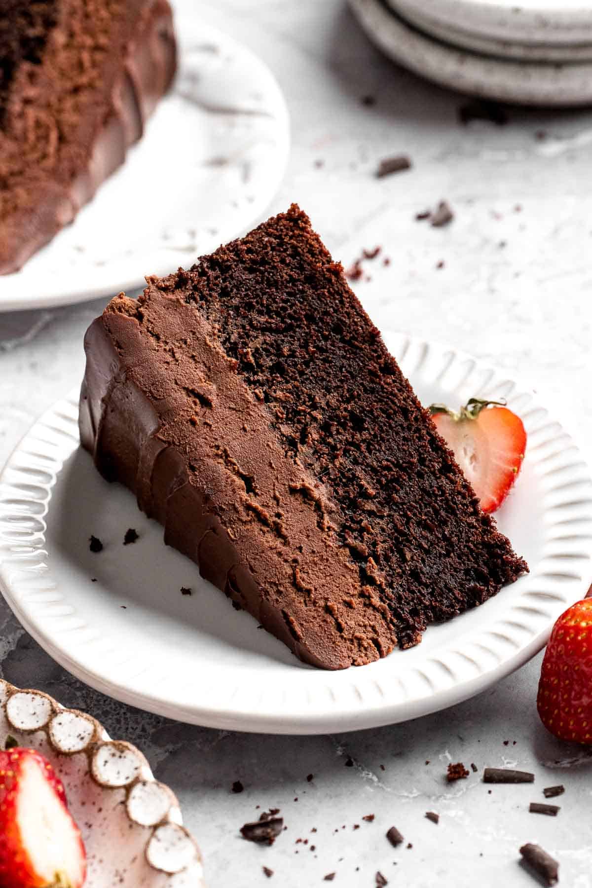 Chocolate mousse cake with rich layers, fluffy mousse, and glossy ganache. Easy, decadent dessert perfect for celebrations and chocolate lovers. | aheadofthyme.com