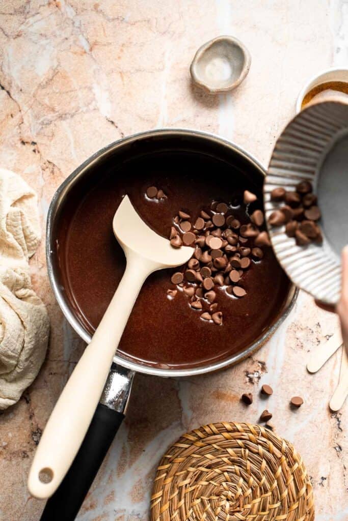 Chocolate added to the fudgesicle mixture.