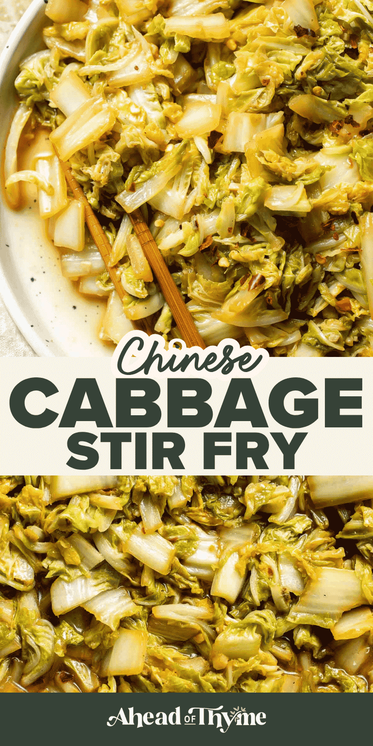 Chinese Cabbage Stir Fry made with Napa cabbage, garlic, soy sauce, and sesame oil. This quick and easy vegetable side dish is ready in just 15 minutes.