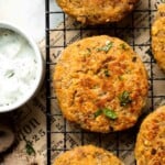 Crispy lentil patties made with red lentils and mushrooms served with creamy tzatziki sauce.