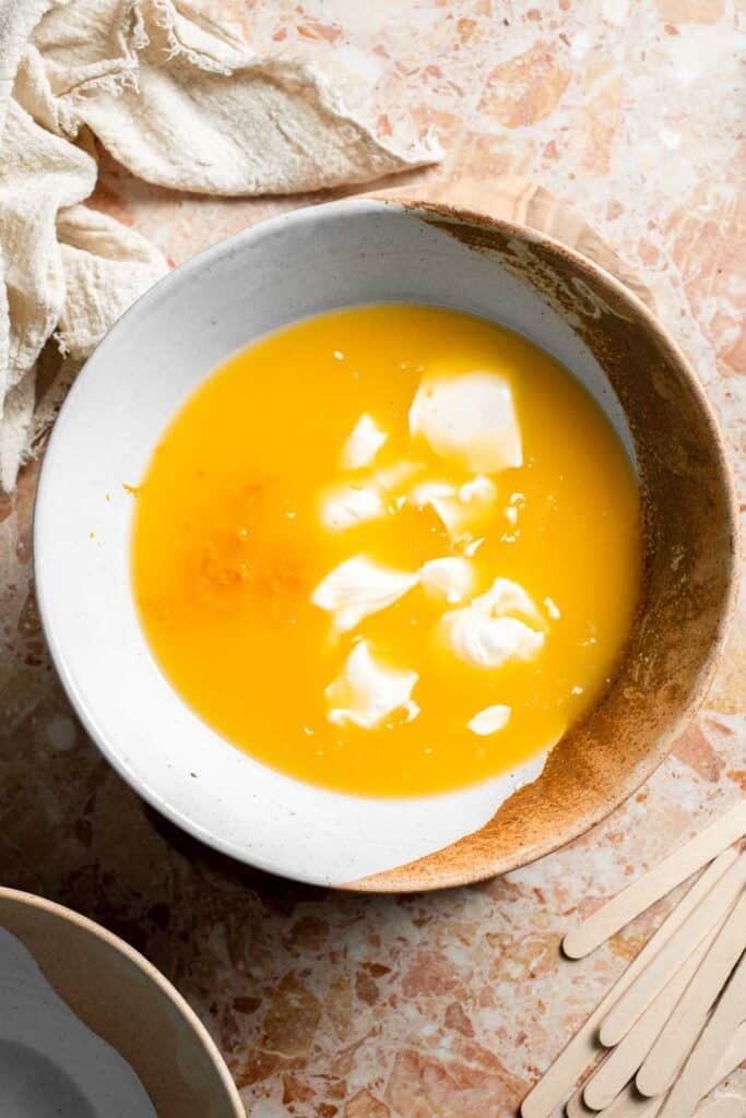 Greek yogurt added to the orange mixture for Orange Creamsicles.