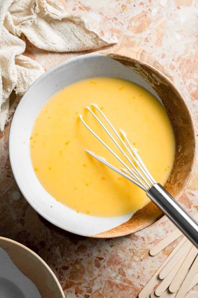 Smooth orange mixture for homemade Orange Creamsicles.