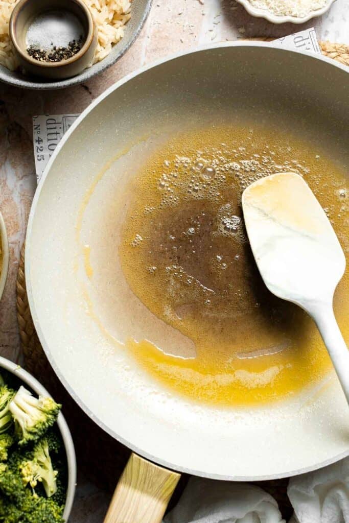 Butter melting in a skillet