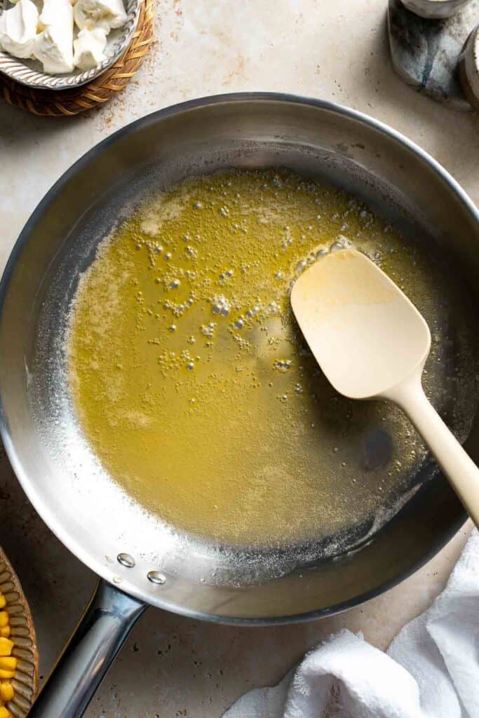 Butter melting in a skillet